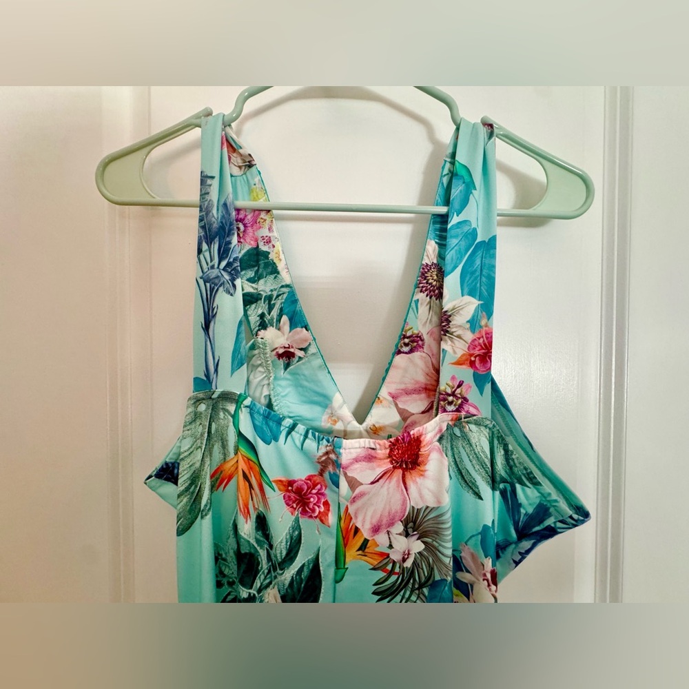 Boston Proper Teal Floral Dress - Picture 6 of 7